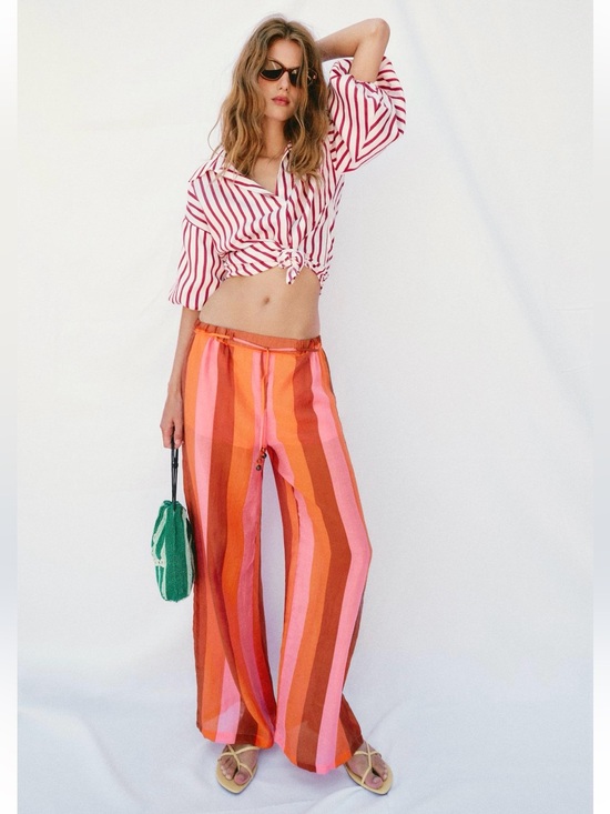 Zara Pants - New ZARA Striped Wide-Leg Pants